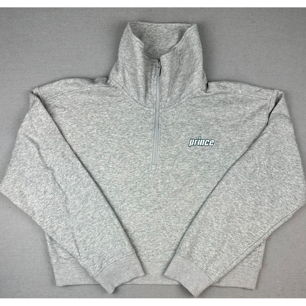 Prince Pickleball Women's Cropped 1/4 Zip Pullover Sweatshirt Grey Size XXL